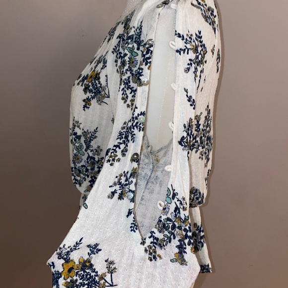 Lucky Brand Floral Open Shoulder Blouse - Picture 6 of 16